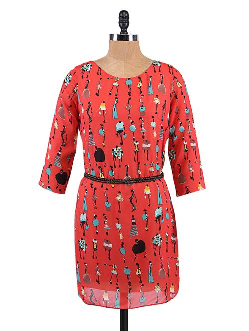 Coral Printed Chiffon Tunic - 1172148 - Very Small Image - 1