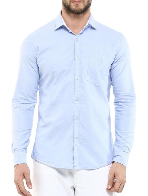 blue cotton casual shirt - 11726459 - Very Small Image - 1