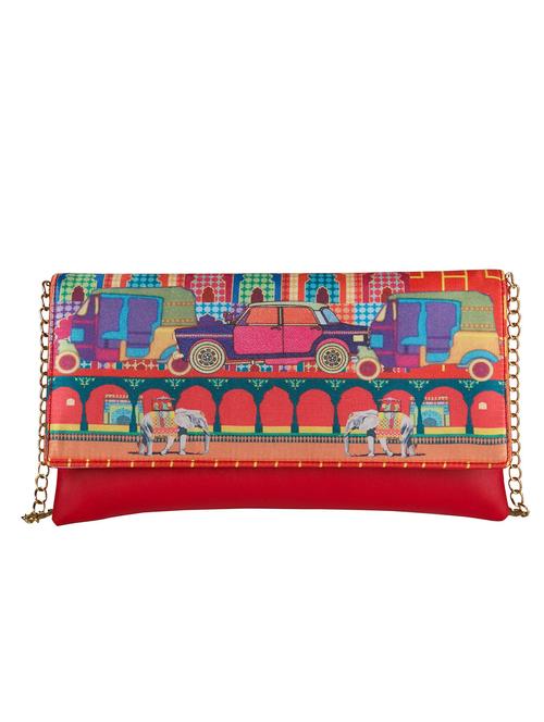 multi colored leatherette graphic printed clutch - 11734915 - Very Small Image - 1