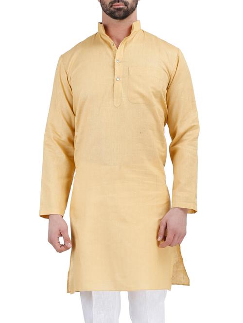 yellow khadi kurta - 11736920 - Very Small Image - 1