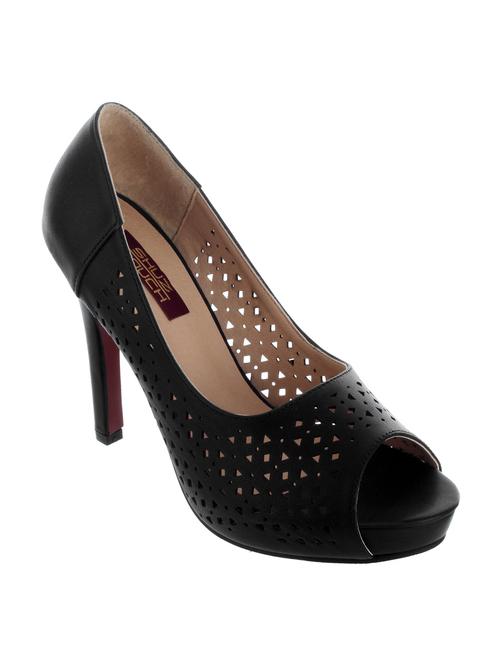 black leatherette heel sandal - 11741195 - Very Small Image - 1