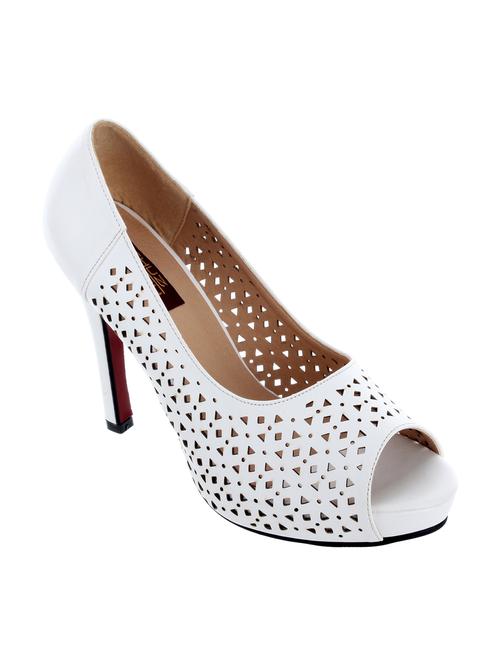 white leatherette heel sandal - 11741198 - Very Small Image - 1