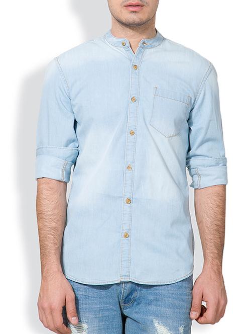 blue cotton casual shirt - 11741962 - Very Small Image - 1