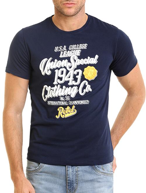 blue cotton chest print tshirt - 11746751 - Very Small Image - 1