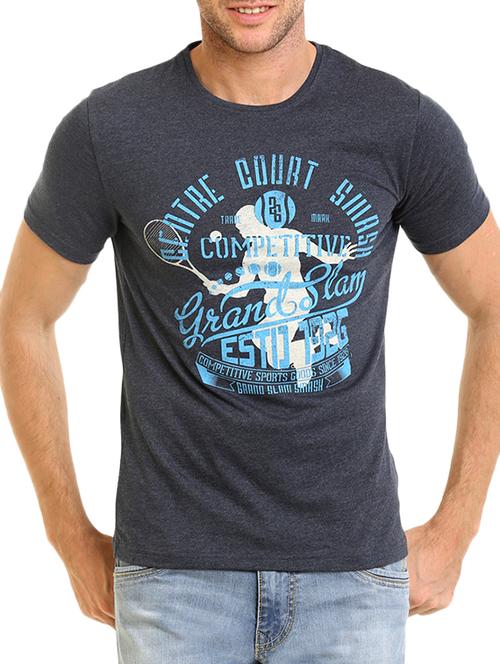blue cotton front print tshirt - 11746765 - Very Small Image - 1