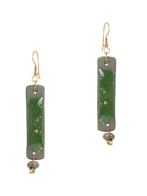 glazed ceramic peacock green earring set - 11747592 - Very Small Image - 1