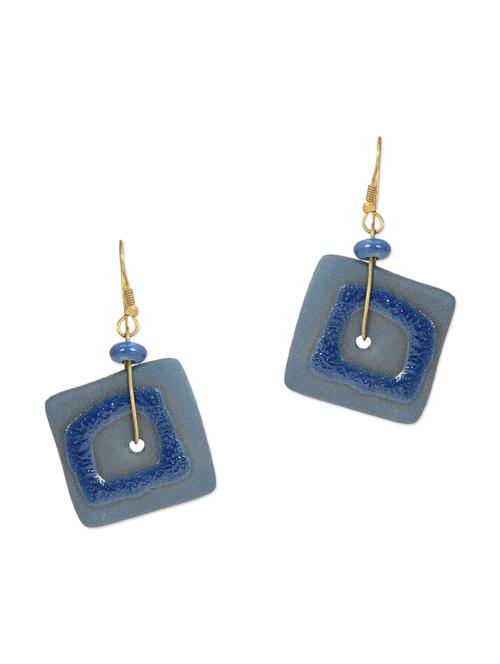 glazed ceramic loop grey & blue earring set - 11747609 - Very Small Image - 1