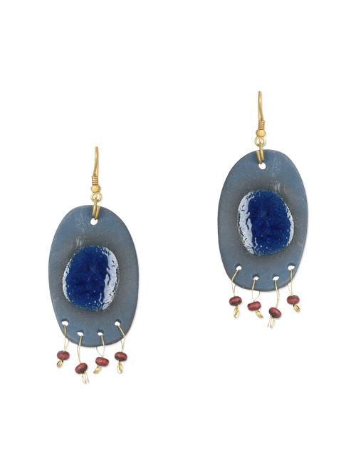 glazed ceramic loop grey & blue earring set - 11747610 - Very Small Image - 1