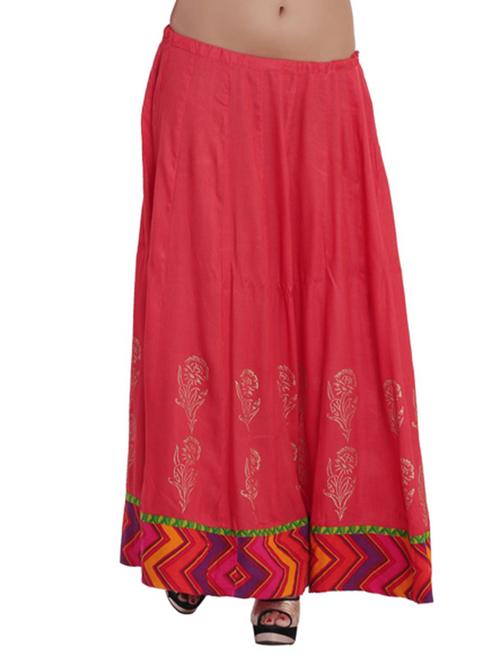 red rayon printed maxi skirt - 11748239 - Very Small Image - 1