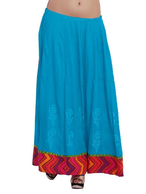 blue rayon flared skirt - 11748243 - Very Small Image - 1