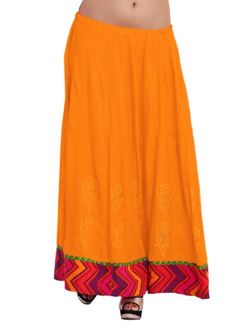 orange rayon flared skirt - 11748244 - Very Small Image - 1