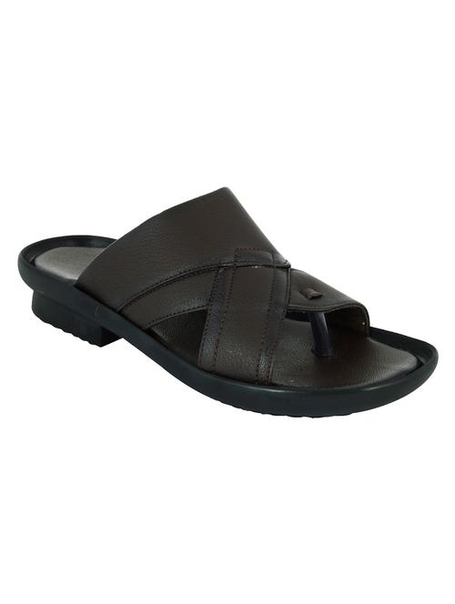 solid brown faux leather slipper - 11749396 - Very Small Image - 1