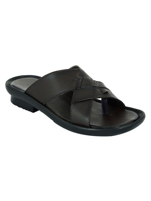 solid brown faux leather slipper - 11749402 - Very Small Image - 1