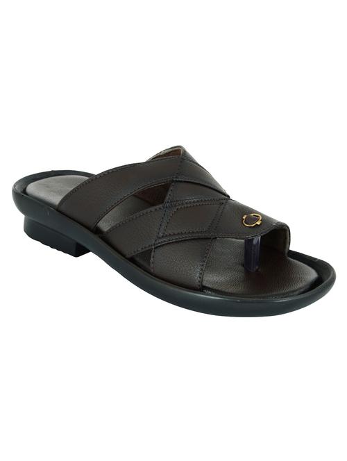 solid brown faux leather slipper - 11749410 - Very Small Image - 1