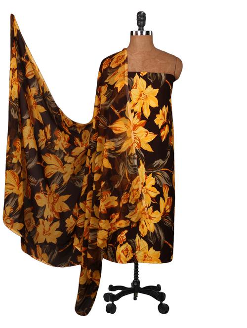 multicolour printed crepe unstitched dress material - 1175464 - Very Small Image - 1