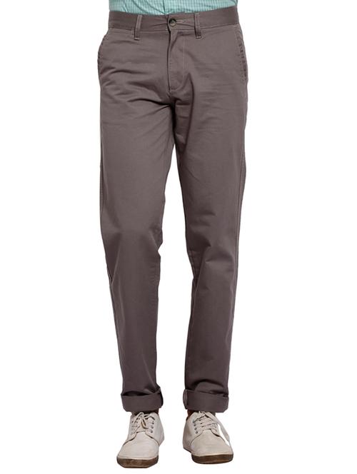 solid grey cotton casual trouser - 11758291 - Very Small Image - 1