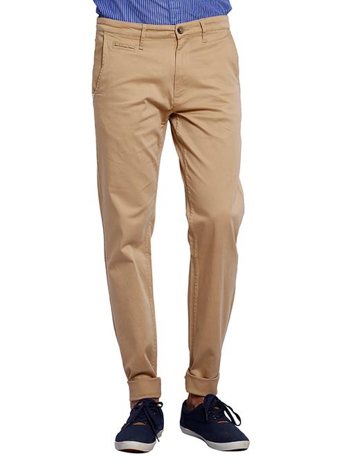 solid beige satin casual trouser - 11758305 - Very Small Image - 1