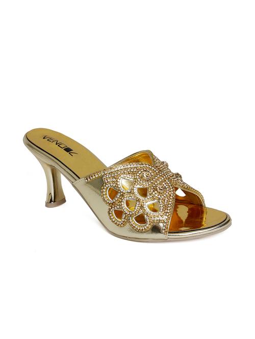 gold embellished faux leather sandals - 11760835 - Very Small Image - 1