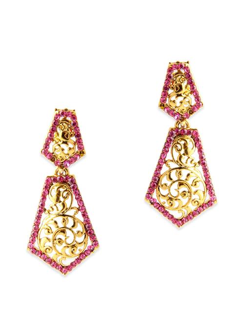pink brass drop earring - 11765169 - Very Small Image - 1