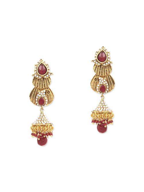 red brass drop earring - 11765197 - Very Small Image - 1