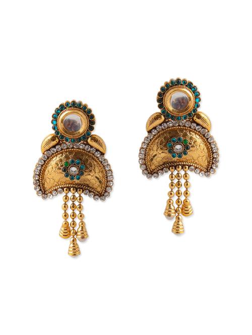 gold plated brass drop earring - 11765220 - Very Small Image - 1