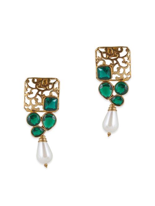 green brass drop earring - 11765244 - Very Small Image - 1