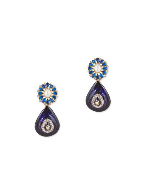 blue brass drop earring - 11765248 - Very Small Image - 1