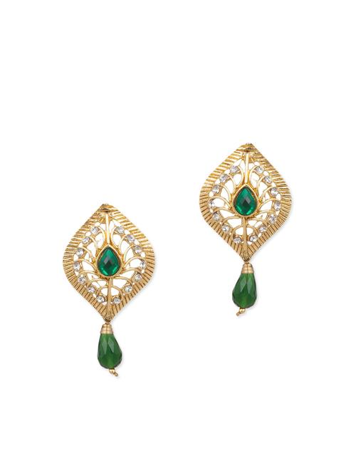 green gold plated drop earring - 11765296 - Very Small Image - 1