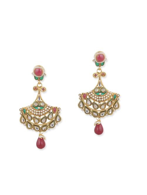 multi colored gold plated drop earring - 11765326 - Very Small Image - 1