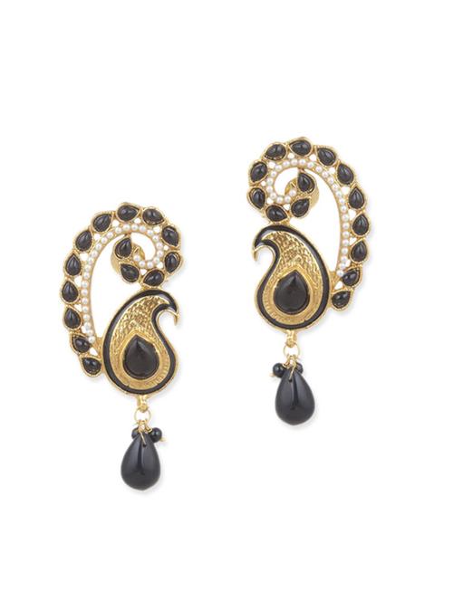 black gold plated drop earring - 11765331 - Very Small Image - 1