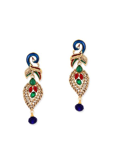 multi colored gold plated drop earring - 11765345 - Very Small Image - 1
