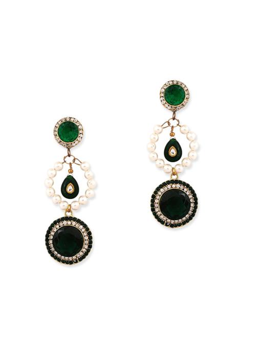 green gold plated drop earring - 11765351 - Very Small Image - 1