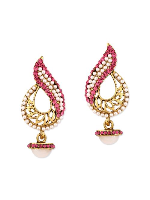 pink gold plated drop earring - 11765367 - Very Small Image - 1