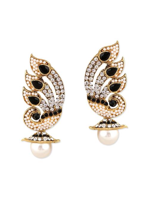 black gold plated drop earring - 11765386 - Very Small Image - 1