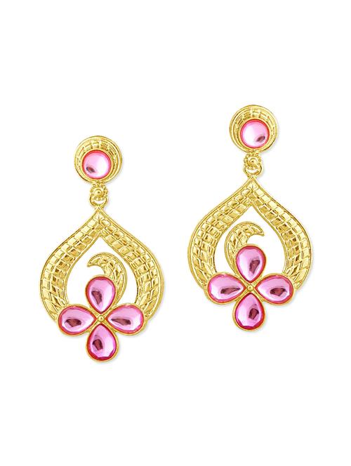 pink gold plated drop earring - 11765419 - Very Small Image - 1