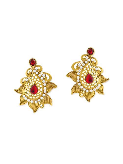 red gold plated drop earring - 11765424 - Very Small Image - 1