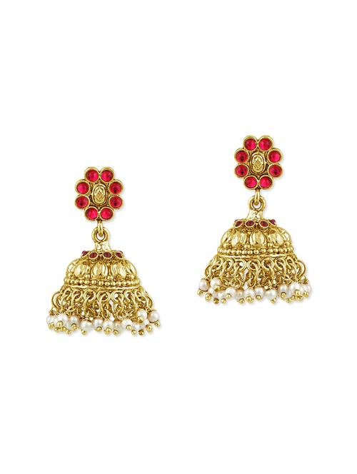 red gold plated drop earring - 11765457 - Very Small Image - 1