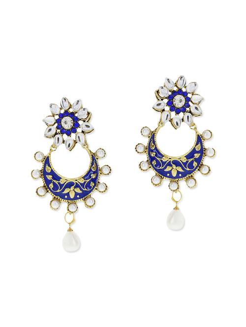 blue gold plated drop earring - 11765460 - Very Small Image - 1