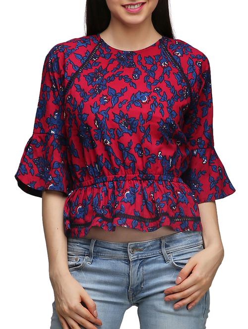 multi colored cotton blouson top - 11766281 - Very Small Image - 1