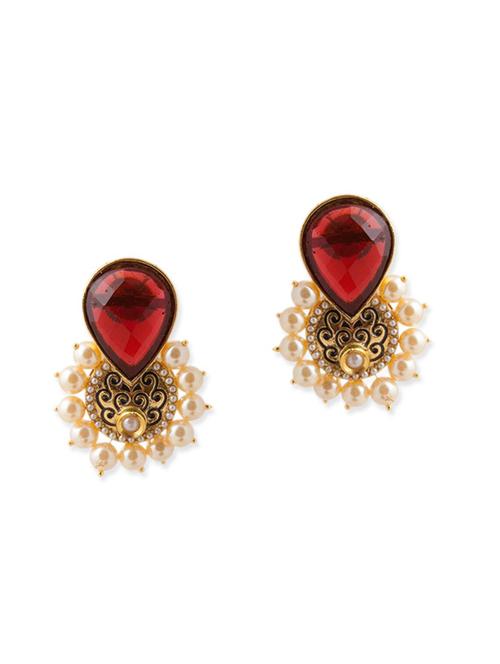 red brass drop earring - 11766362 - Very Small Image - 1