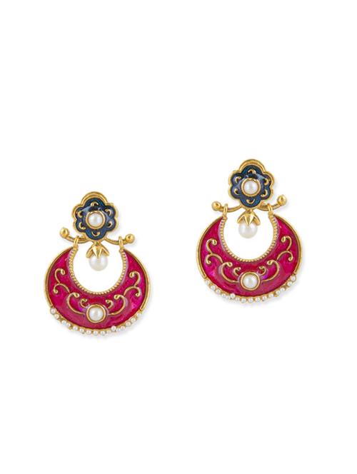 pink gold plated drop earring - 11766368 - Very Small Image - 1