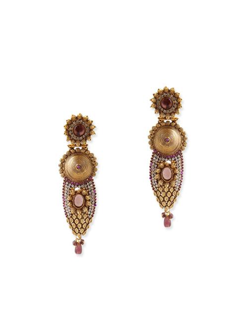 red brass drop earring - 11766372 - Very Small Image - 1