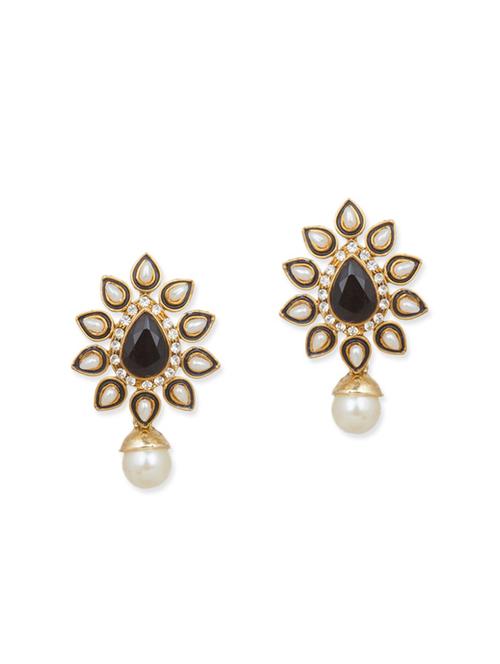 black gold plated drop earring - 11767535 - Very Small Image - 1