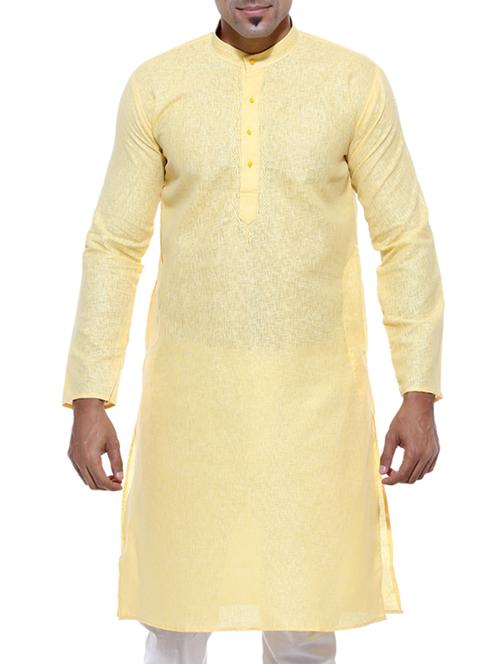 pale yellow melange cotton kurta - 11768994 - Very Small Image - 1