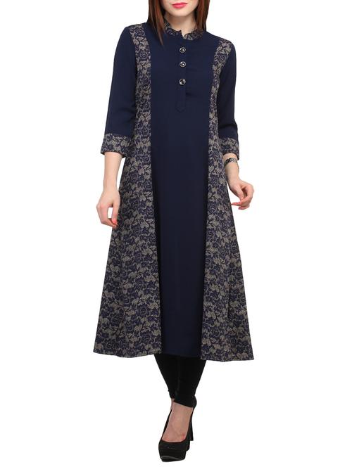 blue crepe aline kurta - 11777957 - Very Small Image - 1