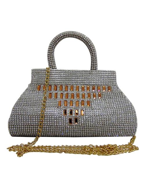 silver leatherette clutch - 11780002 - Very Small Image - 1