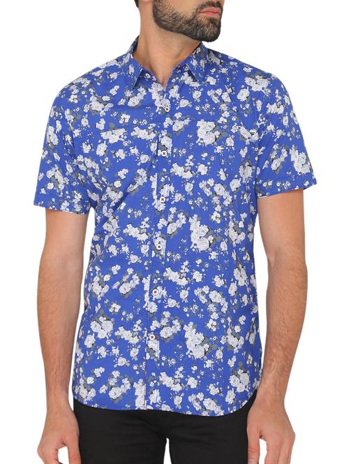 blue printed cotton casual shirt - 11782918 - Very Small Image - 1