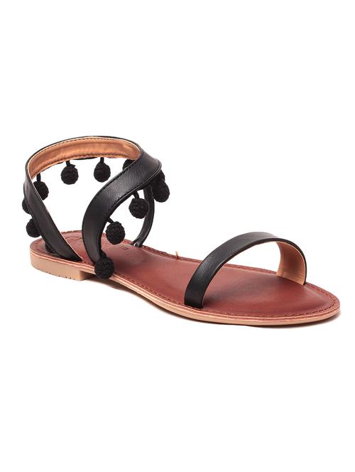 black pom pom back strap sandal - 11788338 - Very Small Image - 1