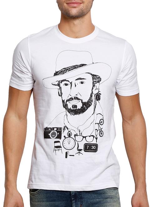 white cotton graphic print t-shirt - 11788971 - Very Small Image - 1
