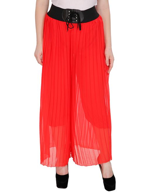 red georgette palazzos - 11789398 - Very Small Image - 1